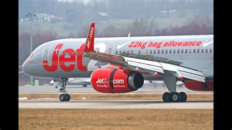 Boeing 757-200 with winglets Jet2.com landing at Chambery Savoie Airport CMF-LFLB - YouTube