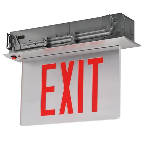 Lavex Single Face Aluminum / Clear Recessed LED Exit Sign with Edge ...