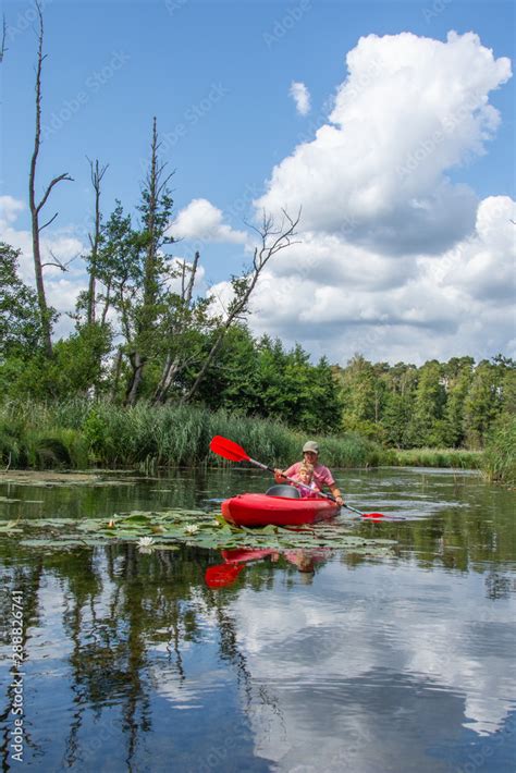 Drawa National Park - Canoeing on the Drawa River - Family on a kayak - Poland Stock Photo ...