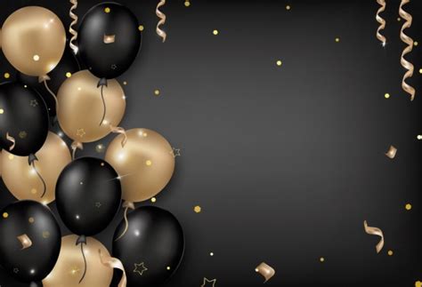 Simple Black And Gold Balloon Happy Birthday Backdrop Party Photography ...