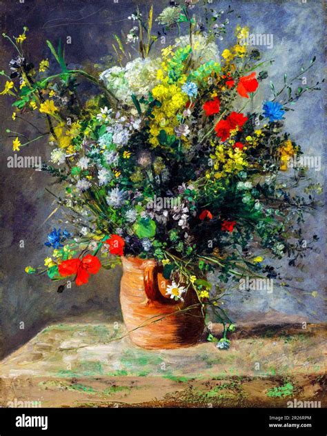 Flowers in a Vase painting in high resolution by Pierre-Auguste Renoir ...