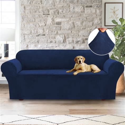 H.VERSAILTEX 1-Piece Luxury Velvet Sofa Stretch Slipcover, Navy - Walmart.com