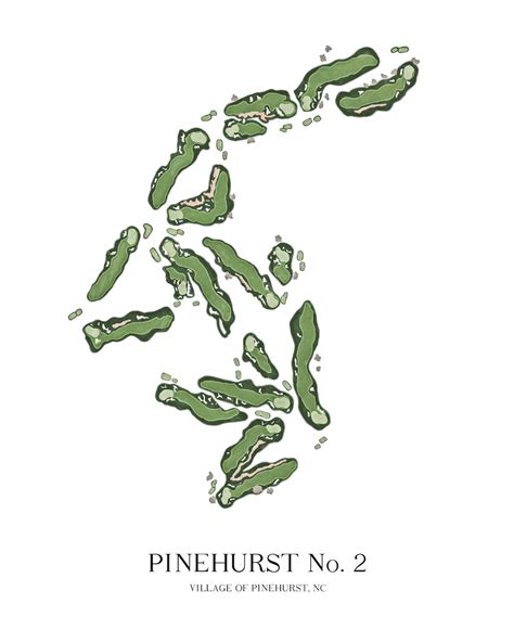 Pinehurst No. 2 Golf Course Map PGA Tour Golf Gift | Etsy