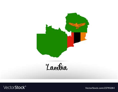 Zambia country flag inside map contour design Vector Image