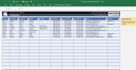 Excel Contact List Template | Contact Database Template