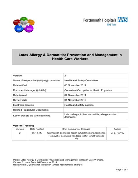 Latex Allergy and Dermatitis Prevention Policy