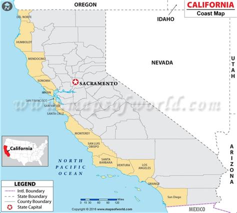 California Coastline Map | Color 2018