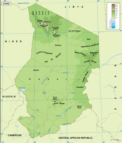 Chad physical map. EPS Illustrator Map | Vector World Maps