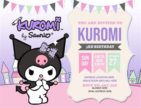 Kuromi in 2022 | Birthday invitations, Birthday invitation templates ...