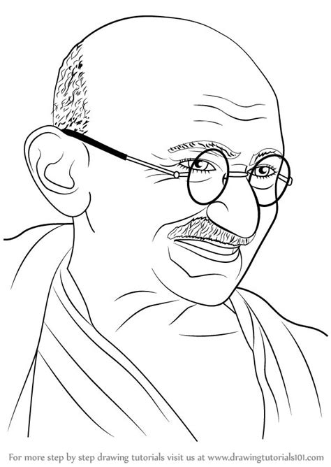 line art of mahatma gandhi - vansyearofthepig