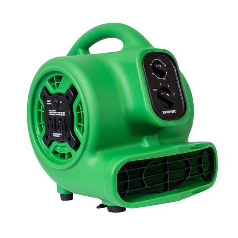 XPOWER 925 CFM 3-Speed Multi-Purpose Mini Mighty Air Mover Utility Blower Fan with Power Outlets ...