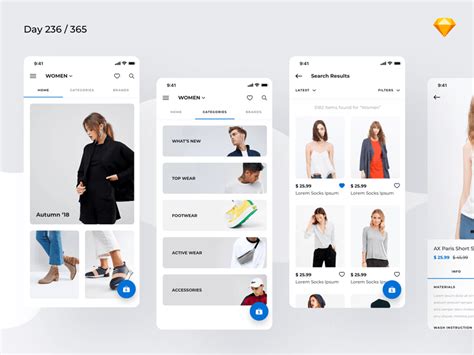 Minimal Fashion App Concept Freebie - Download Sketch Resource - Sketch Repo