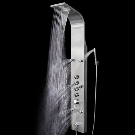 AKDY 65" Waterfall Rainfall Shower Panel Tower System with Handheld Shower Head, Stainless Steel ...