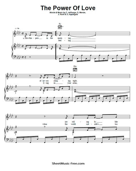 The Power Of Love Sheet Music Celine Dion - ♪ SHEETMUSIC-FREE.COM