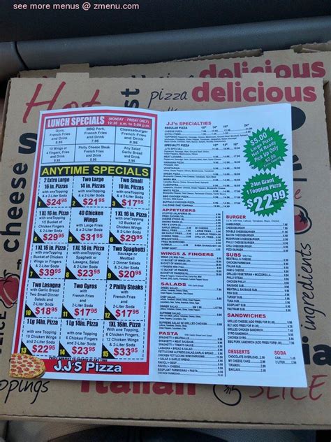 Online Menu of JJs Pizza Restaurant, Las Vegas, Nevada, 89121 - Zmenu