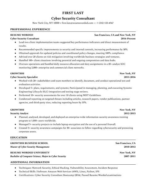 Cyber Security Consultant Resume Examples for 2024 | Resume Worded