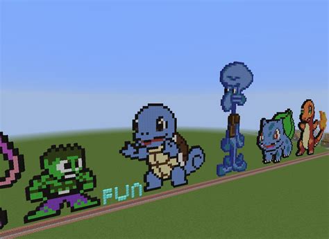 Pixel art,statues,house's and much much more Minecraft Map