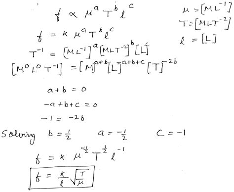 Derivation of formula of frequency on basis of dimensional analysis