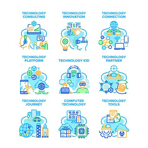 Computer Technology Set Icons Vector Illustrations 17607138 Vector Art at Vecteezy