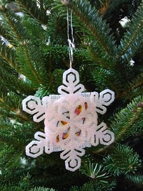 Christmas Cute Snowman Glitter Snowflake Ornament Completed Cross ...