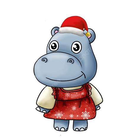 Winter Christmas Cute Animal Hippopotamus Cartoon New Year, Christmas ...