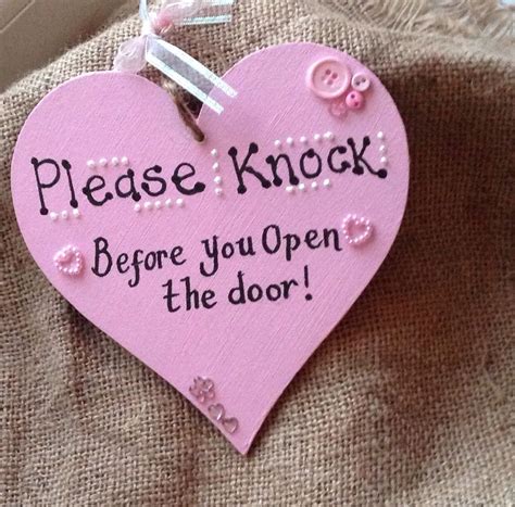 Please knock before you open the door pink heart girls bedroom sign | Bedroom signs, Girls ...
