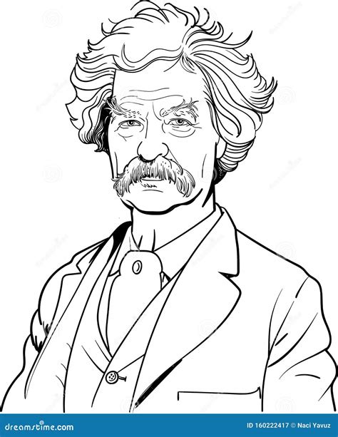 Mark Twain Cartoon Portrait, Vector Editorial Photography ...