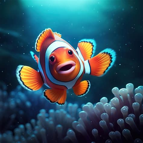 Cute little clown fish in coral reef | Premium AI-generated image