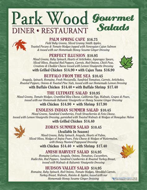 Park Wood Diner menus in Maplewood, New Jersey, United States