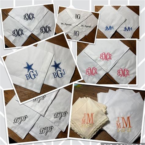 Set of Embroidered Handkerchiefs Custom Colors Initials Buy - Etsy ...