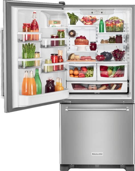 Best Buy: KitchenAid 18.7 Cu. Ft. Bottom-Freezer Refrigerator Stainless ...