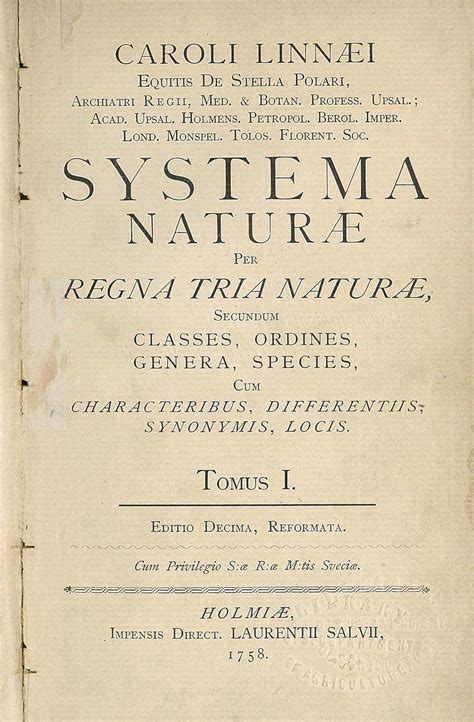 Systema Naturae | work by Linnaeus | Britannica