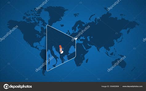 Detailed World Map Pinned Enlarged Map Serbia Neighboring Countries Serbia Stock Vector by ...