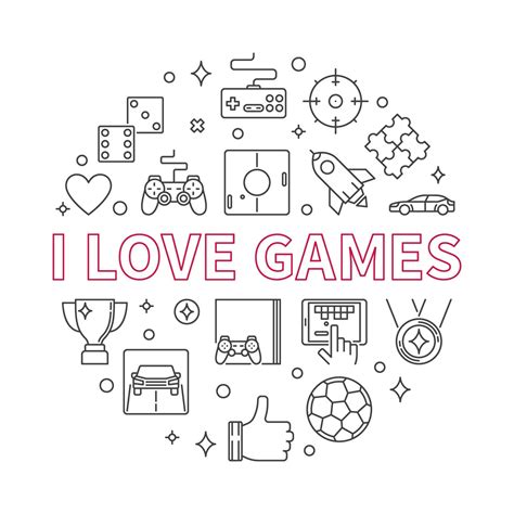 I Love Games vector round outline illustration 14762131 Vector Art at ...