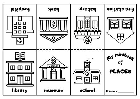 Places in the City Mini Coloring Book 1 - Ezpzlearn.com