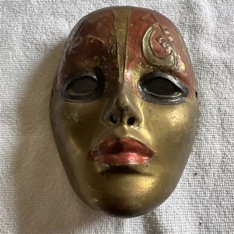 VINTAGE MARDI GRAS Solid Brass Woman Face Mask Wall Decor £21.58 - PicClick UK