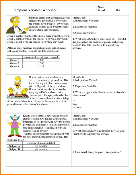 Independent Vs Dependent Variable Worksheet