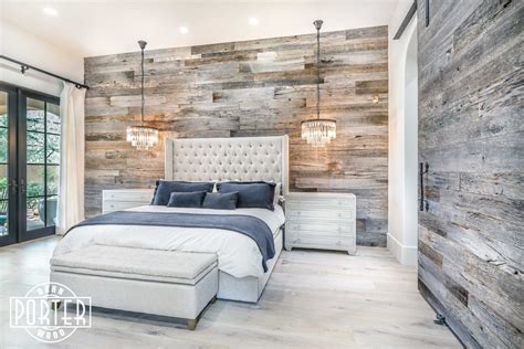 PBW: Tobacco Barn Grey Wood Wall - Master Bedroom