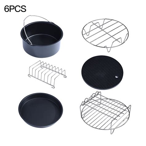 Ustyle 6pcs Metal Air Fryer Accessories Set Non-Stick Instant Pot Holder Home Kitchen Baking ...