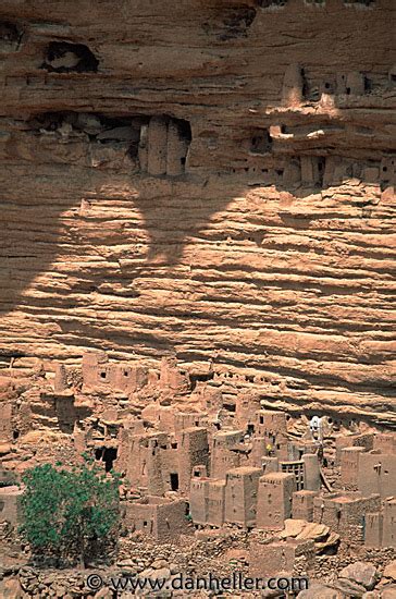 Dogon villages and burial sites are built into the cliffs