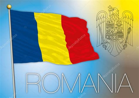 Romania official national flag and symbol, European Union, vector ...