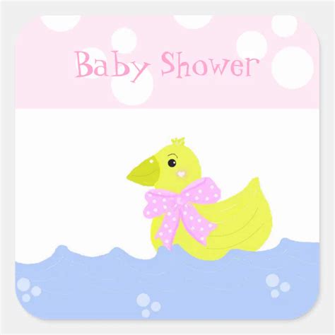 Yellow Duck Baby Shower Square Sticker | Zazzle