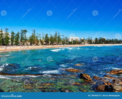 View Over Cabbage Tree Bay Rocks To Manly Beach, Sydney, Australia Stock Image - Image of view ...