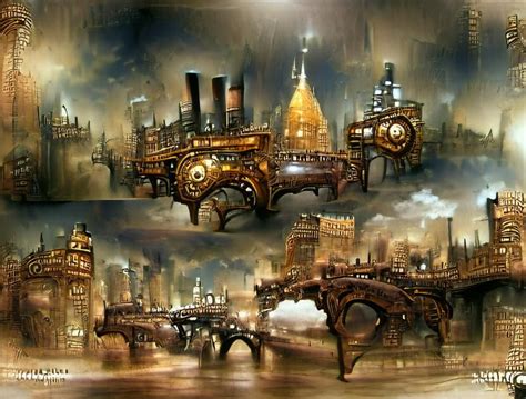 Concept art: Steampunk cityscape - AI Generated Artwork - NightCafe Creator