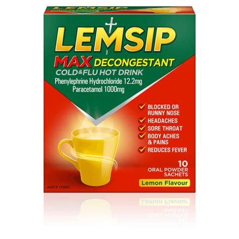 Lemsip Max with Decongestant Honey & Ginger 10s | Lemsip Australia | Lemsip Australia