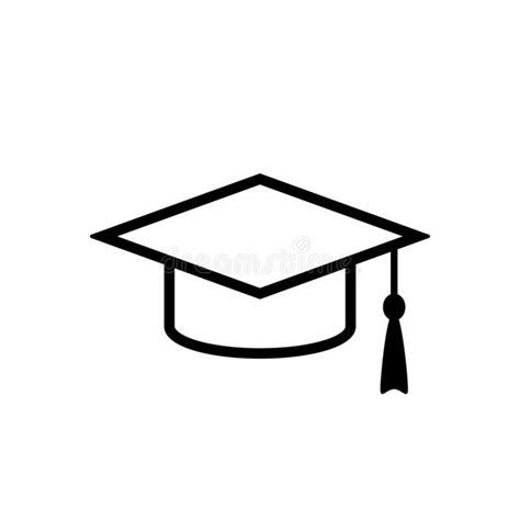 Grad cap outline icon. Clipart image isolated on white background ...