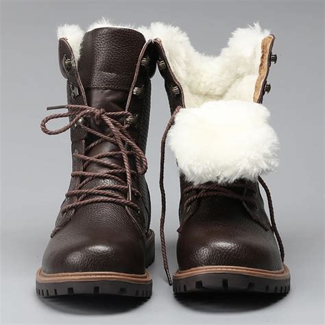 Natural Wool Men Winter Shoes Warmest Genuine Leather Handmade Men Winter Snow Boots #YM1568-in ...