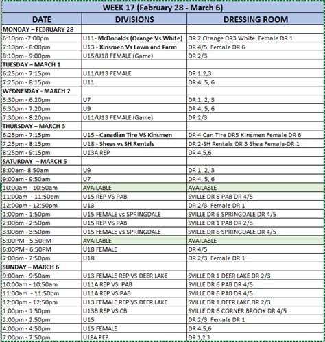 Schedule - STEPHENVILLE MINOR HOCKEY