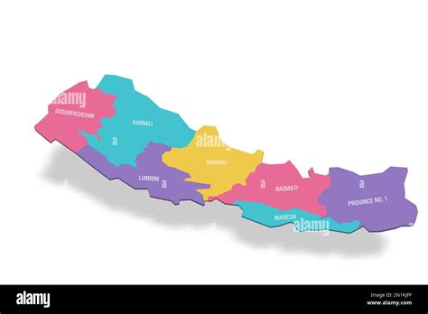 Nepal political map of administrative divisions - provinces. 3D ...