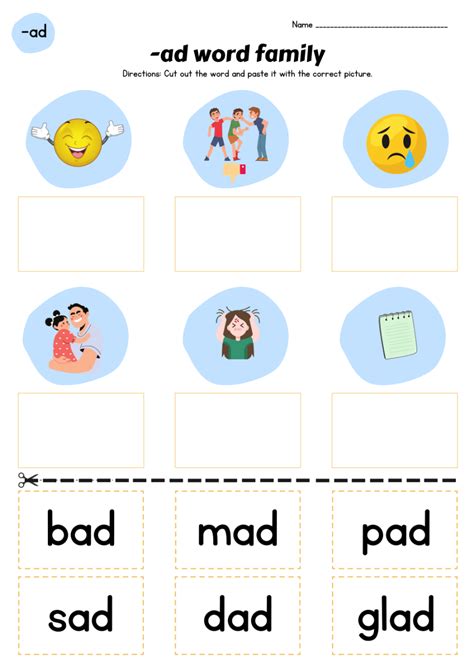 FREE Printable -ad Word Family Worksheets - Worksheets Library